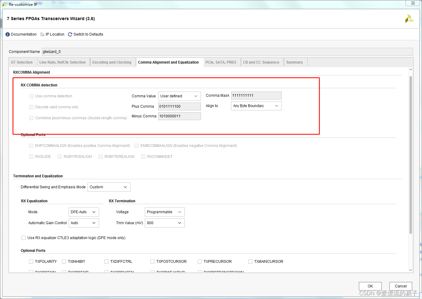 Xilinx IP core serdes simulation and use for GTX